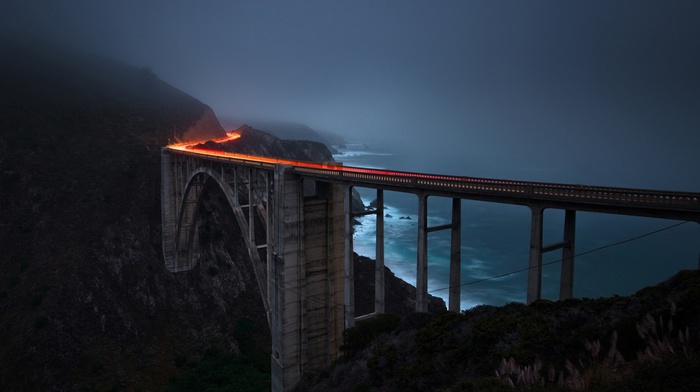 long exposure, mist, bridge