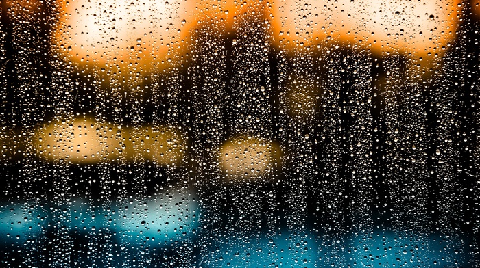 water drops, glass, nature