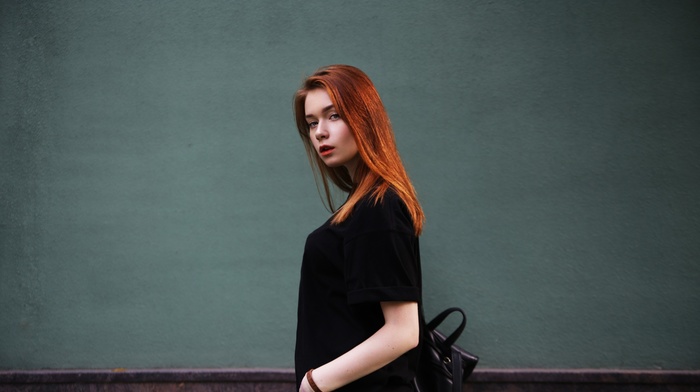 Anya Altotskaya, girl, redhead, portrait, walls