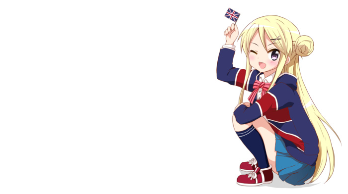 anime girls, Union Jack, Kin, Iro Mosaic, Kujou Karen
