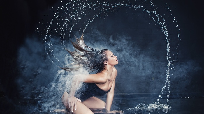 water, girl, model, wet