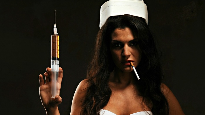 nurses, cigarettes, needles, girl, model