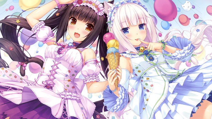 anime girls, ice cream, visual novel, Chocolat Neko Para, anime, Vanilla Neko Para, Neko Para