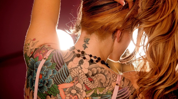 tattoo, girl, redhead