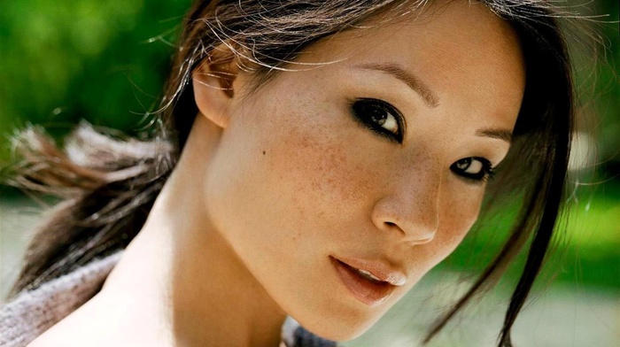 freckles, Lucy Liu, eyes, celebrity, face