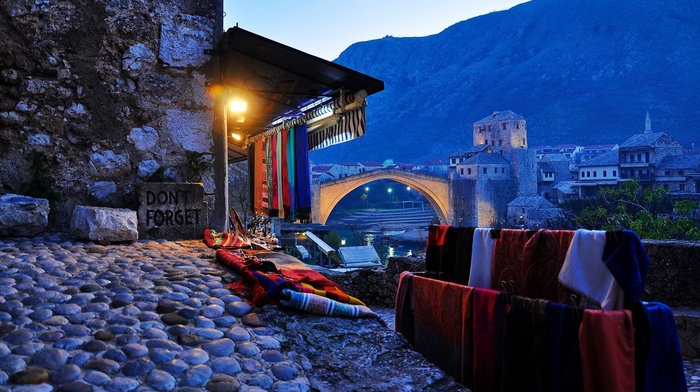 bridge, old bridge, mosques, Bosnia and Herzegovina, Mosque, old, Never Forget, night, Mostar, leather clothing, Stari Most