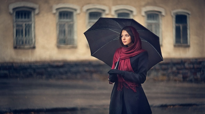 girl, umbrella, model