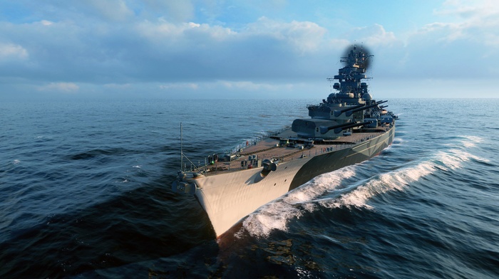 battleships, World of Warships, sea, Tirpitz, Bismarck ship