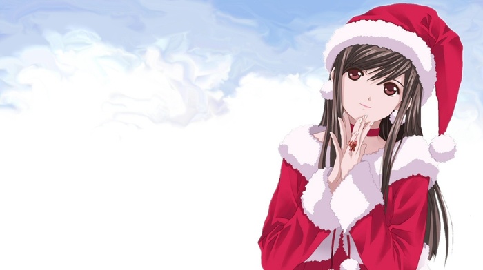 Santa Claus, Amamiya Sayuri, Christmas, sky, Tokimeki Memorial Only Love, anime girls
