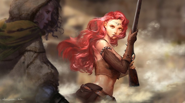 redhead, fantasy art