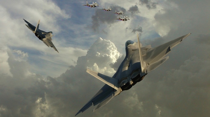 military aircraft, sky, f, 22 Raptor