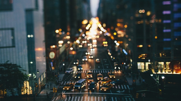 New York City, taxi, street, traffic, car, tilt shift