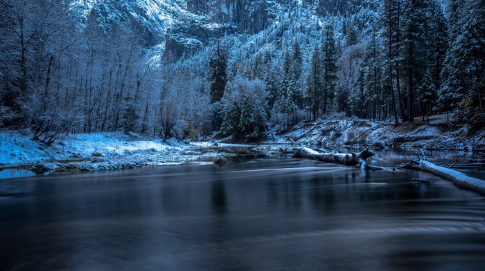 landscape, snow, Yosemite National Park