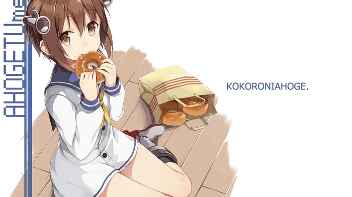 Kantai Collection, Yukikaze KanColle, anime, eating, school uniform