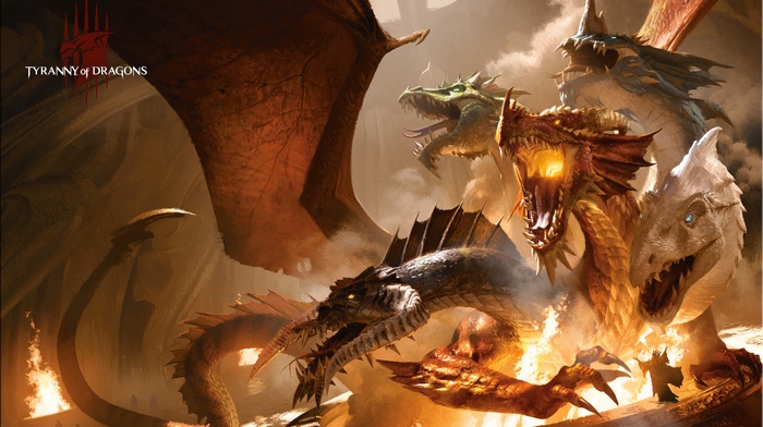 fantasy art, artwork, tiamat, Dungeons  Dragons, dragon