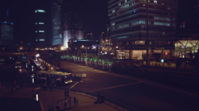 city, night, lights