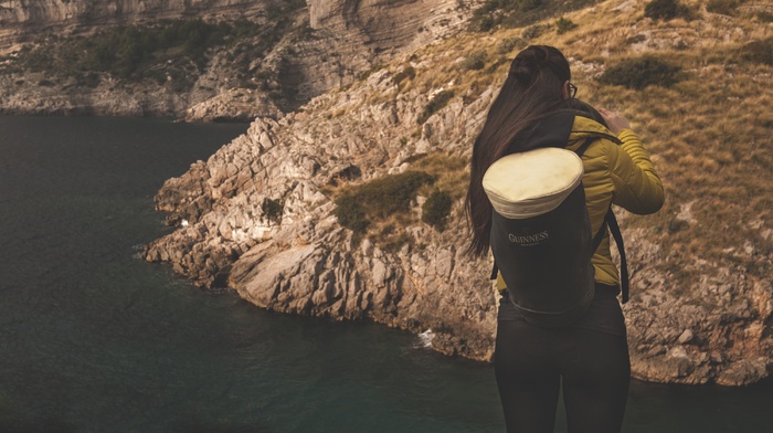 nature, girl, brunette, long hair, ass