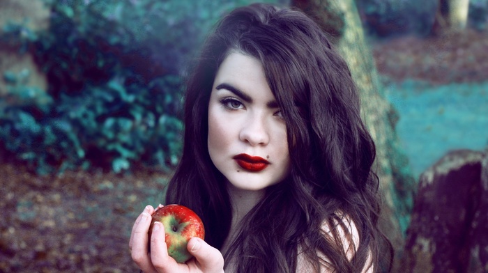model, apples, girl
