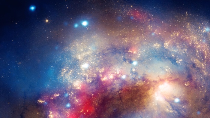 space, stars, multiple display, universe, galaxy, colorful