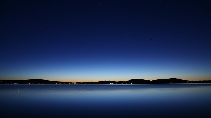 blue, dusk, water, lake, photography, evening