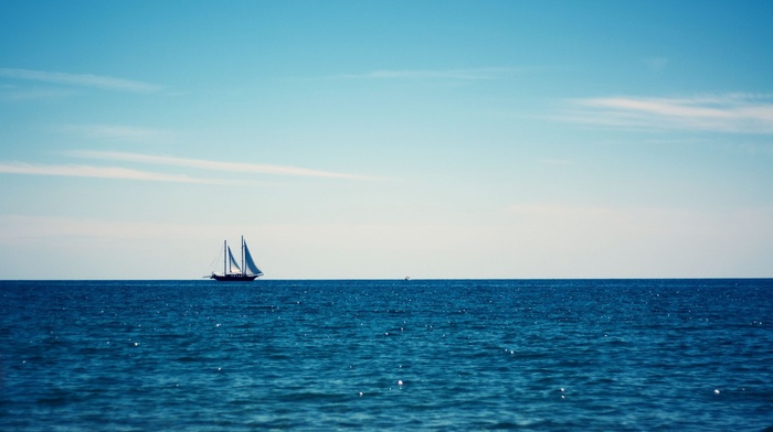 sailing, blue, ship, sailing ship, clouds, photography, water, nature, sea