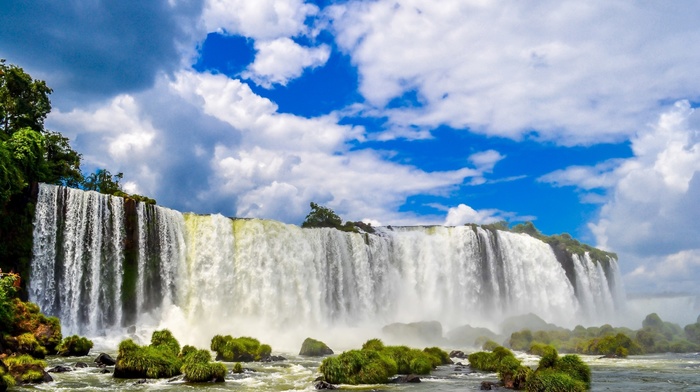 landscape, nature, animals, waterfall