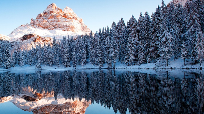 landscape, snow, lake, nature