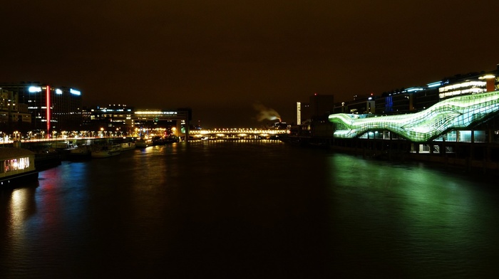 Paris, bridge, building, city, photography, river, night, street, lights, cityscape, architecture, Seine, urban