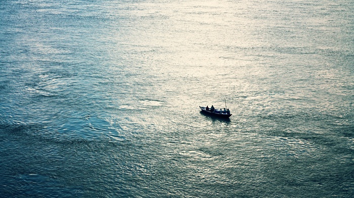 sea, rowboat, boat, fisherman, photography