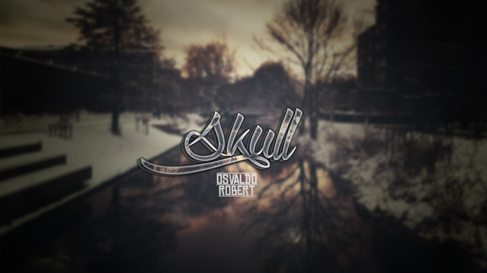 skull, text