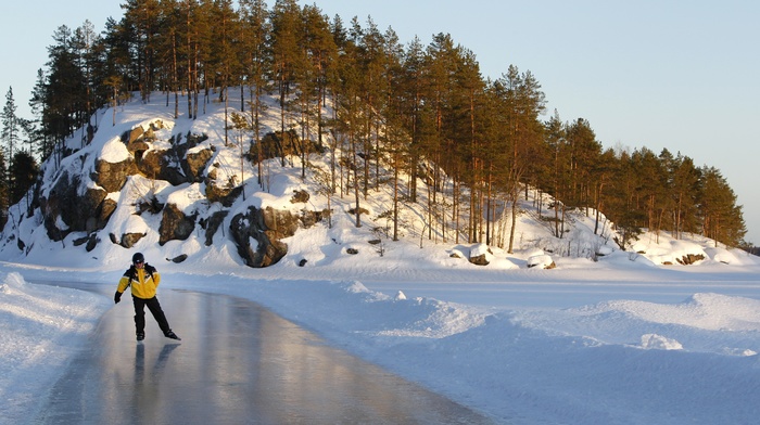 winter, ice skate, snow