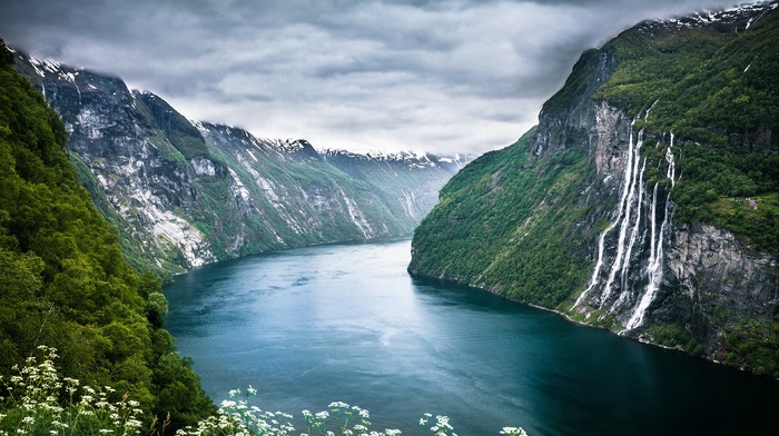 landscape, mountains, nature, Norway, water