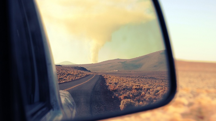 photography, road, landscape, nature, mirror, rearview mirror