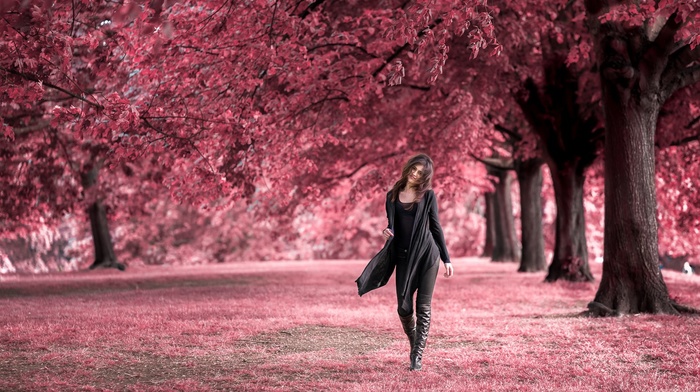 girl, nature, trees, photography, outdoors