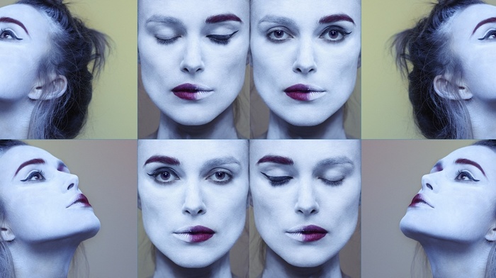 Keira Knightley, face, actress, collage