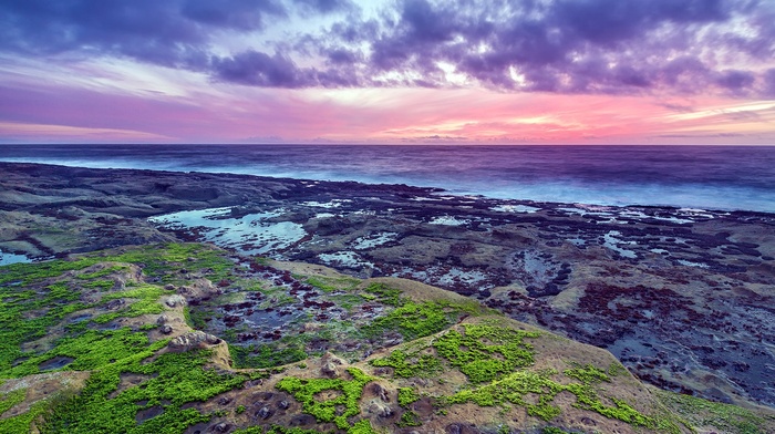 nature, coast, clouds