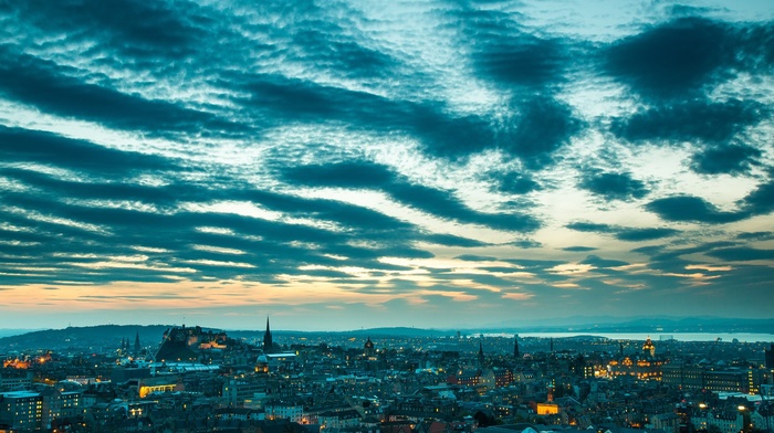 Scotland, city, clouds, cityscape, street, Edinburgh, UK