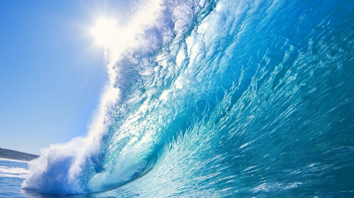 photography, sea, summer, waves, water, blue, Sun