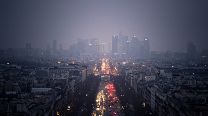 cityscape, Paris, building, road, urban, morning, La Dfense, street