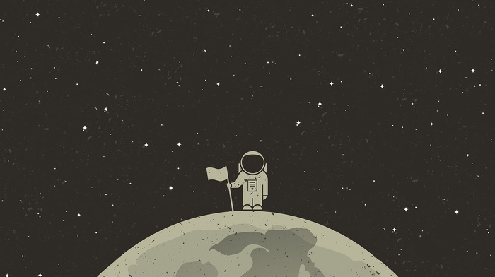 astronaut, space, simple background, simple, flag