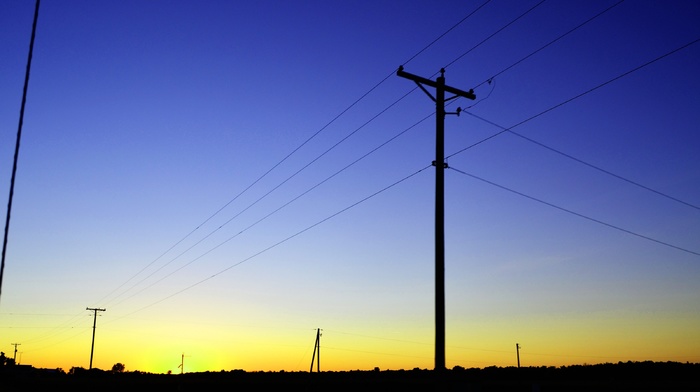 utility pole, landscape, dusk, photography