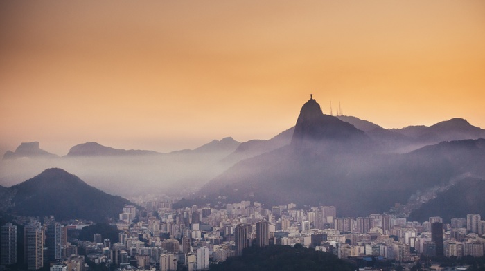 cityscape, mist, city, Rio de Janeiro, Christ the Redeemer