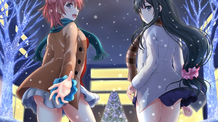 snow, Yahari Ore no Seishun Love Comedy wa Mac, Yuigahama Yui, anime, Yukinoshita Yukino, anime girls