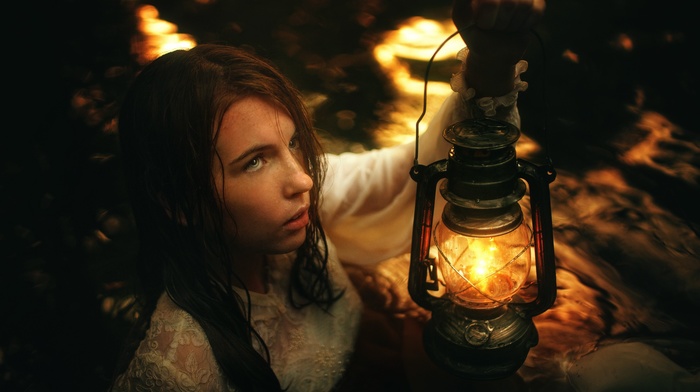 girl, fantasy art, lantern