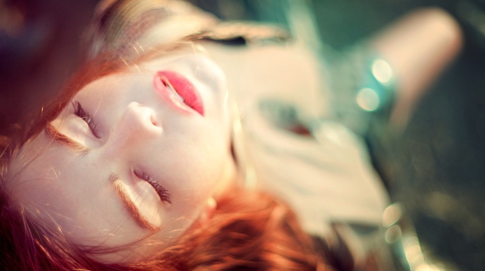 girl, redhead, face