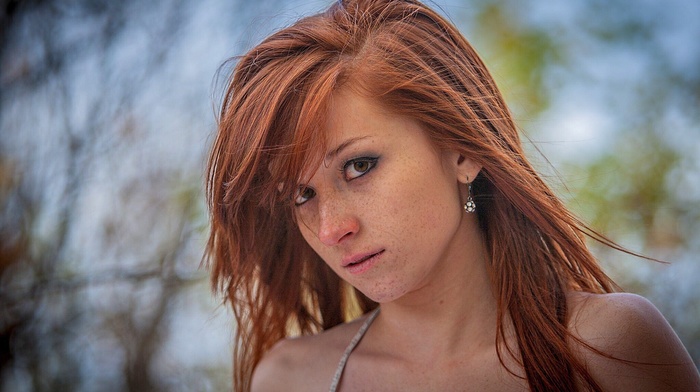 redhead, face, girl