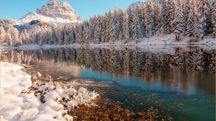 photography, reflection, nature, landscape, snow
