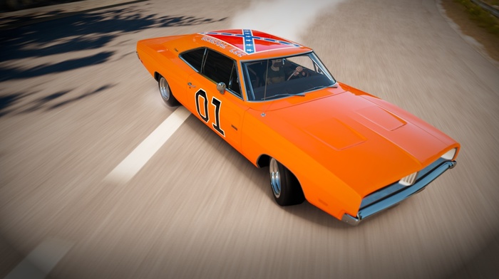 orange cars, Forza Horizon, Forza Horizon 2, Charger RT, drift, Forza Motorsport, General Lee