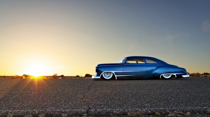 car, Chevy, blue cars, Chevrolet, desert, Hot Rod