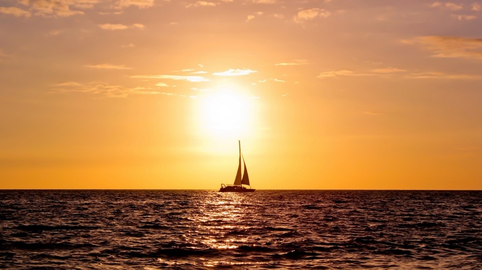 photography, sea, sunset, sailing ship, sailing, water